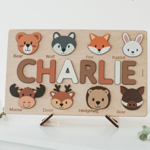 Personalized Woodland Animal Puzzle A Cherished Gift for Baby Showers, Birthdays, and Christmas