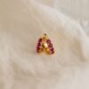 Ruby Birthstone Huggie Earrings Minimalist Crystal Hoops for Birthdays (ER111)