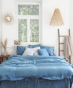 Tranquil Nights with Azure Linen Indulge in the Comfort of Blue Linen Bedding
