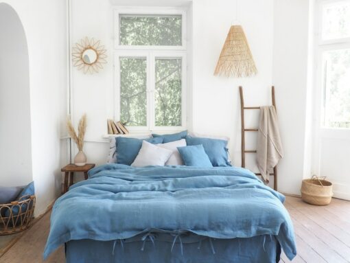 Tranquil Nights with Azure Linen Indulge in the Comfort of Blue Linen Bedding
