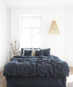 Luxurious Charcoal Linen Duvet Cover Stonewashed European Linen, Coconut Buttons, Multiple Closure Options
