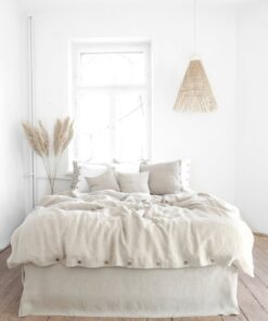 Stonewashed Linen Duvet Cover Natural Elegance with Coconut Buttons or Zipper