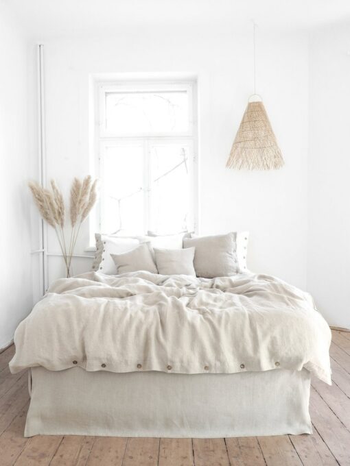 Stonewashed Linen Duvet Cover Natural Elegance with Coconut Buttons or Zipper