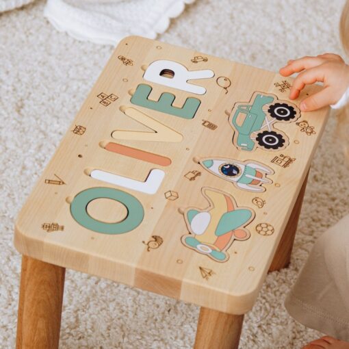 Personalized Wooden Name Puzzle Stool A Unique and Educational Gift for Toddlers