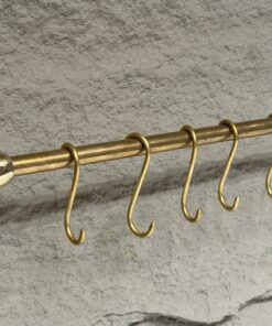 Unlacquered Brass Wall-Mounted Pot Rack with Hooks Elevate Your Kitchen with Timeless Elegance