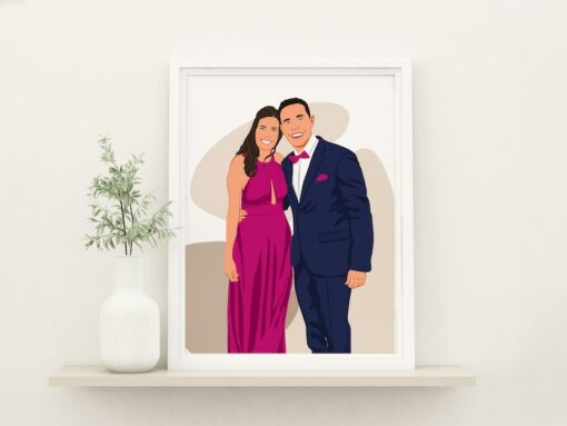 Personalized Cartoon Portrait Immortalize Your Love Story in a Captivating Canvas