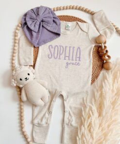 Personalized Purple Embroidered Romper A Cherished Keepsake for Your Little Princess