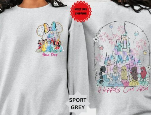 Enchanting Princess Happily Ever After Sweatshirt A Watercolor Masterpiece for Disney Lovers