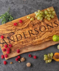 Personalized Olive Wood Charcuterie Board A Unique Anniversary Gift for Couples