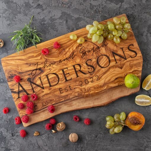 Personalized Olive Wood Charcuterie Board A Unique Anniversary Gift for Couples