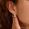 Shimmering Freshwater Pearl Drop Earrings with Diamond Accents A Bridal and Bridesmaid's Dream