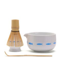 Exquisite Hand-Painted Fish Ceramic Matcha Bowl with Spout Elevate Your Tea Ceremony