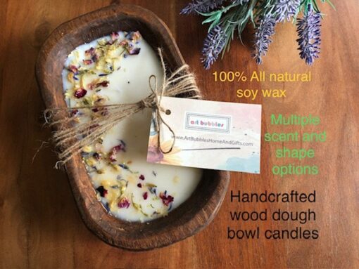Candle Wood Dough Bowl Candle 100% Natural Soy Wax, Perfect for Birthdays, Mother's Day, Christmas, Housewarming, Weddings, Anniversaries, and Retirement