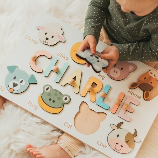 Personalized Farm Animal Name Puzzle Educational Gift for Kids, Birthdays, and Christmas