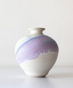 Vintage Periwinkle White Studio Pottery Vase A Modern Masterpiece in Purples