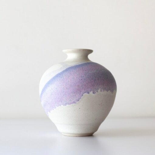 Vintage Periwinkle White Studio Pottery Vase A Modern Masterpiece in Purples