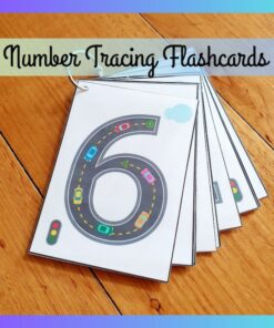 Number Tracing Flashcards Cars & Roads Printable for Counting, Montessori, Homeschool, Preschool, Kindergarten (Digital Download)