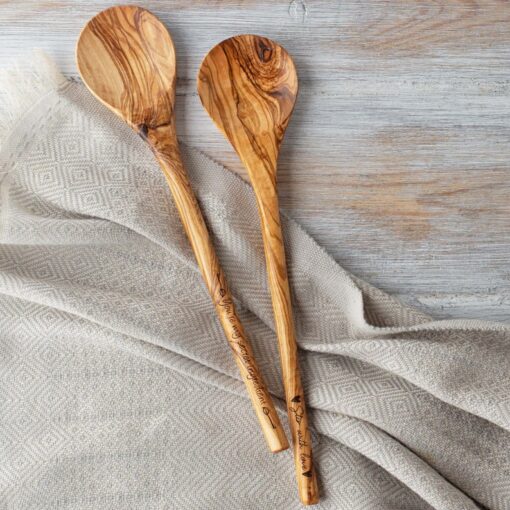 Personalized Engraved Olive Wood Spoons A Unique Kitchen Gift for Her