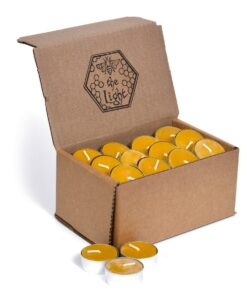 100% Pure Beeswax Tea Light Candles Natural, Handmade, Unscented with Honey Scent (4-Hour Burn Time)