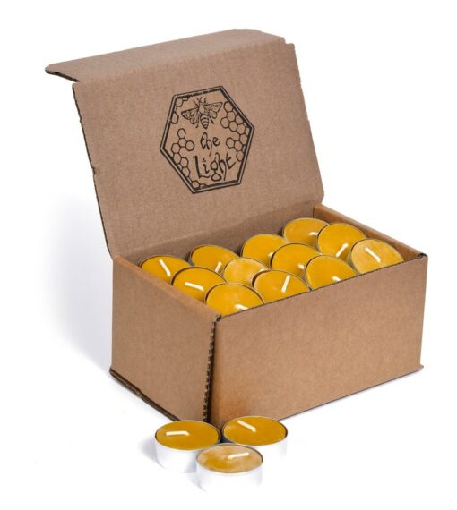 100% Pure Beeswax Tea Light Candles Natural, Handmade, Unscented with Honey Scent (4-Hour Burn Time)