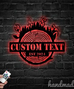 Personalized Lumberjack Metal Wall Sign Illuminate Your Workshop with Rustic Charm