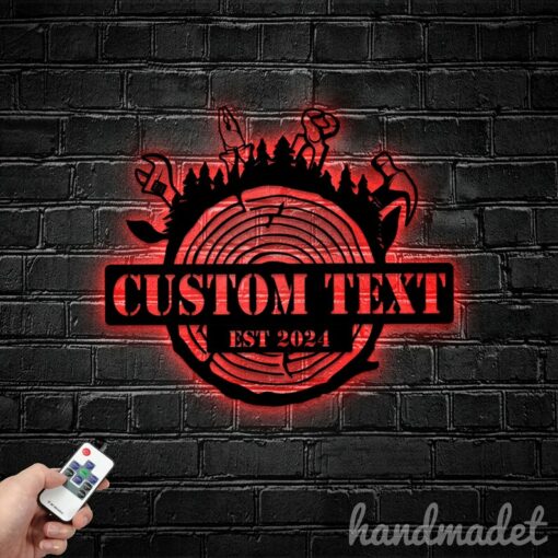 Personalized Lumberjack Metal Wall Sign Illuminate Your Workshop with Rustic Charm