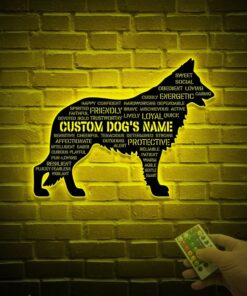 Custom German Shepherd Dog Traits Metal Wall Art with LED Light Illuminate Your Dog's Personality