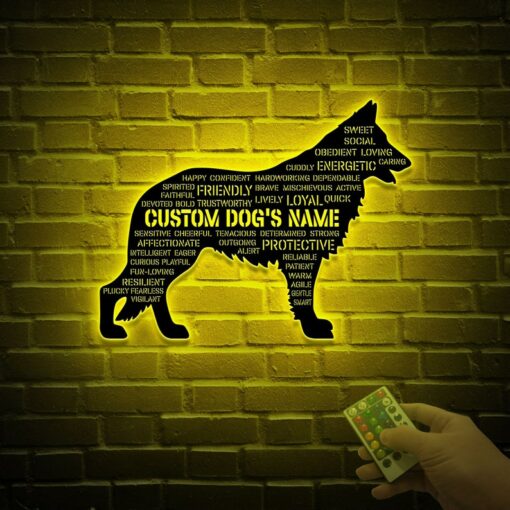 Custom German Shepherd Dog Traits Metal Wall Art with LED Light Illuminate Your Dog's Personality