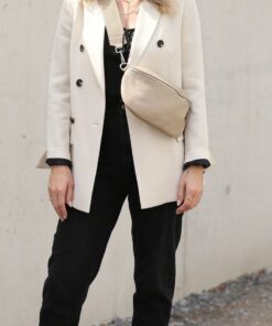 Versatile Leather Crossbody Bag Double Zipper, Adjustable Strap, and Belt Loop