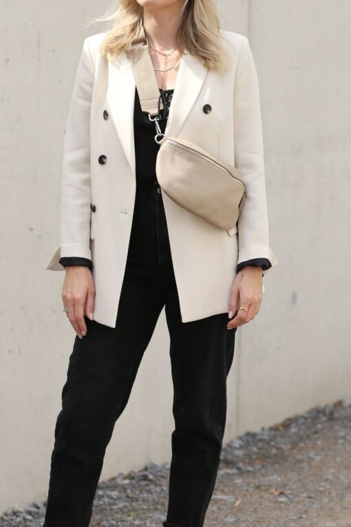 Versatile Leather Crossbody Bag Double Zipper, Adjustable Strap, and Belt Loop