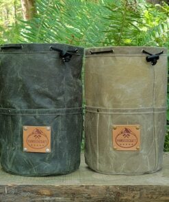 Cedar Bag with Pockets and Leather Label for Outdoor Gear, Camping, and Bushcraft