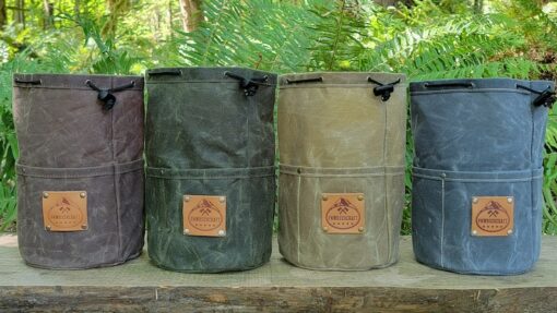 Cedar Bag with Pockets and Leather Label for Outdoor Gear, Camping, and Bushcraft
