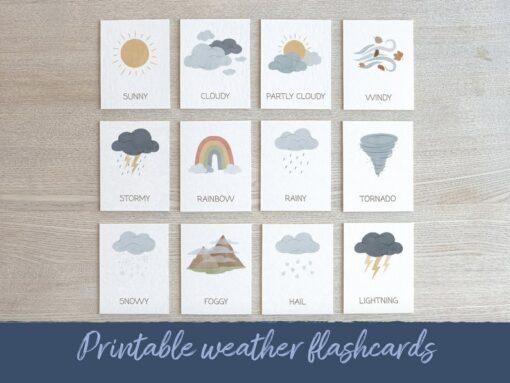 12 Weather Flashcards Engage Your Little Learners with Rainbow Educational Printables
