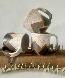 Celestial Peaks Handmade Ceramic Mug with Geometric Ascent