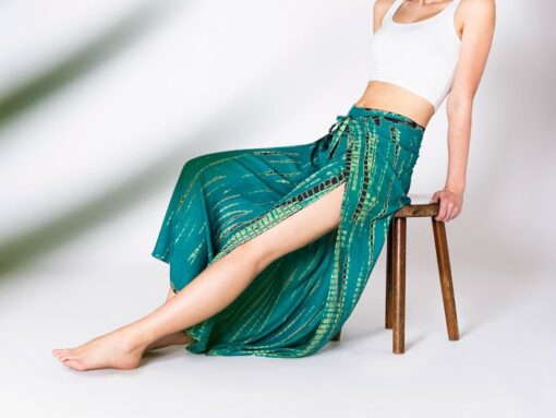 PANASIAM Culottes Sunshine Pants Flowy Tie-Dye Wrap Pants for Boho Style