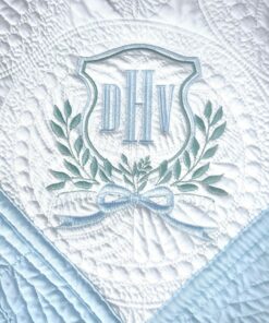 Personalized Heirloom Quilt Embroidered Baby Quilt with Vintage Crest and Monogram
