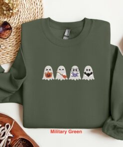 Embroidered Spooky-Cute Ghost Sweatshirt Hauntingly Adorable for Halloween