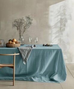 Azure Elegance Minimalist Linen Tablecloth for a Serene Dining Experience