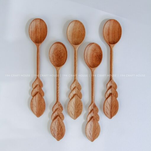 Nature's Embrace Handcrafted Wooden Leaf Spoon, A Gift from the Heart