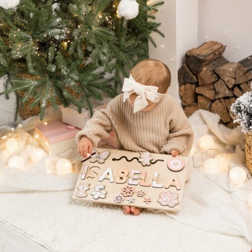 Personalized Baby Girl Busy Board A Unique 1st Birthday Gift, Custom Name Puzzle, Montessori Toy, Baptism Gift, Christmas Present