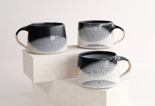 Handmade Snow Stoneware Cappuccino Mug A Winter Wonderland in Your Cup