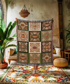 Cozy Autumn Vibes Retro Pumpkin Blanket for Whimsical Fall Decor