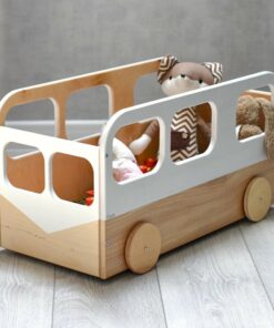 Whimsical Wooden Toy Bus The Ultimate Storage Solution for Little Explorers