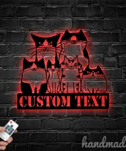 Personalized Illuminated Feline Silhouette Illuminate Your Love for Cats with Purr-fect Wall Art
