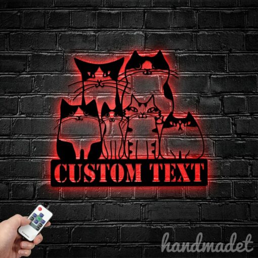 Personalized Illuminated Feline Silhouette Illuminate Your Love for Cats with Purr-fect Wall Art