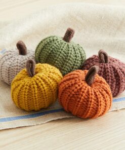 Cozy Autumn Vibes Set of 5 Knit Pumpkins for Hygge Decor and Fall Festivities