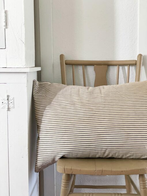 Vintage Blue Ticking Pillow Timeless Charm for Your Home
