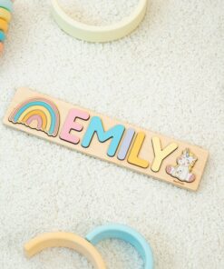 Personalized Wooden Name Puzzle for 1st Birthday Montessori Learning Toy for Baby Girls and Boys