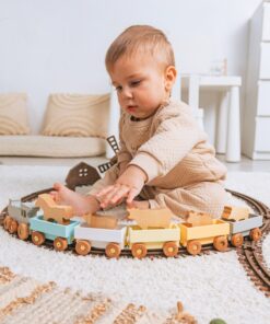 Personalized Wooden Freight Train with Animal Figurines A Delightful Toy for Toddlers and Kids