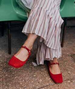 Captivating Red Suede Ballet Flats Elevate Your Summer Style with Handmade Comfort